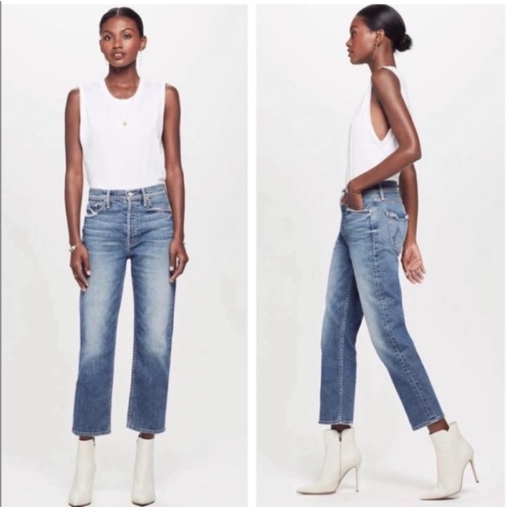 MOTHER Superior Tomcat Jeans in We All Scream 24 Distressed High Rise Straight